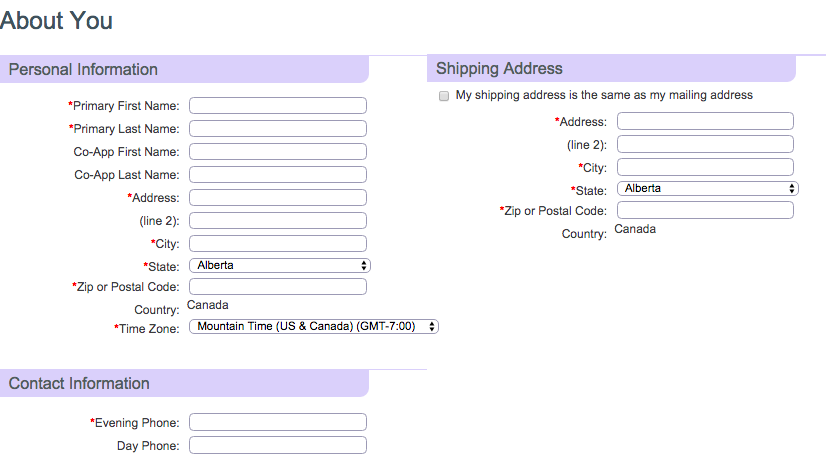 Enrollment Order About You Page Backoffice